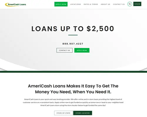 AmeriCash Loans website
